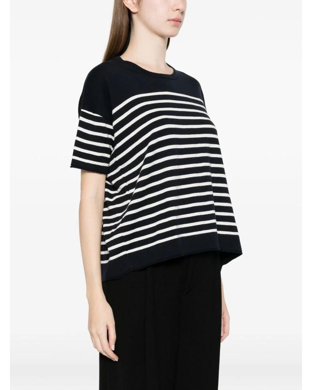 C.t. Plage Black Striped Cotton Sweater
