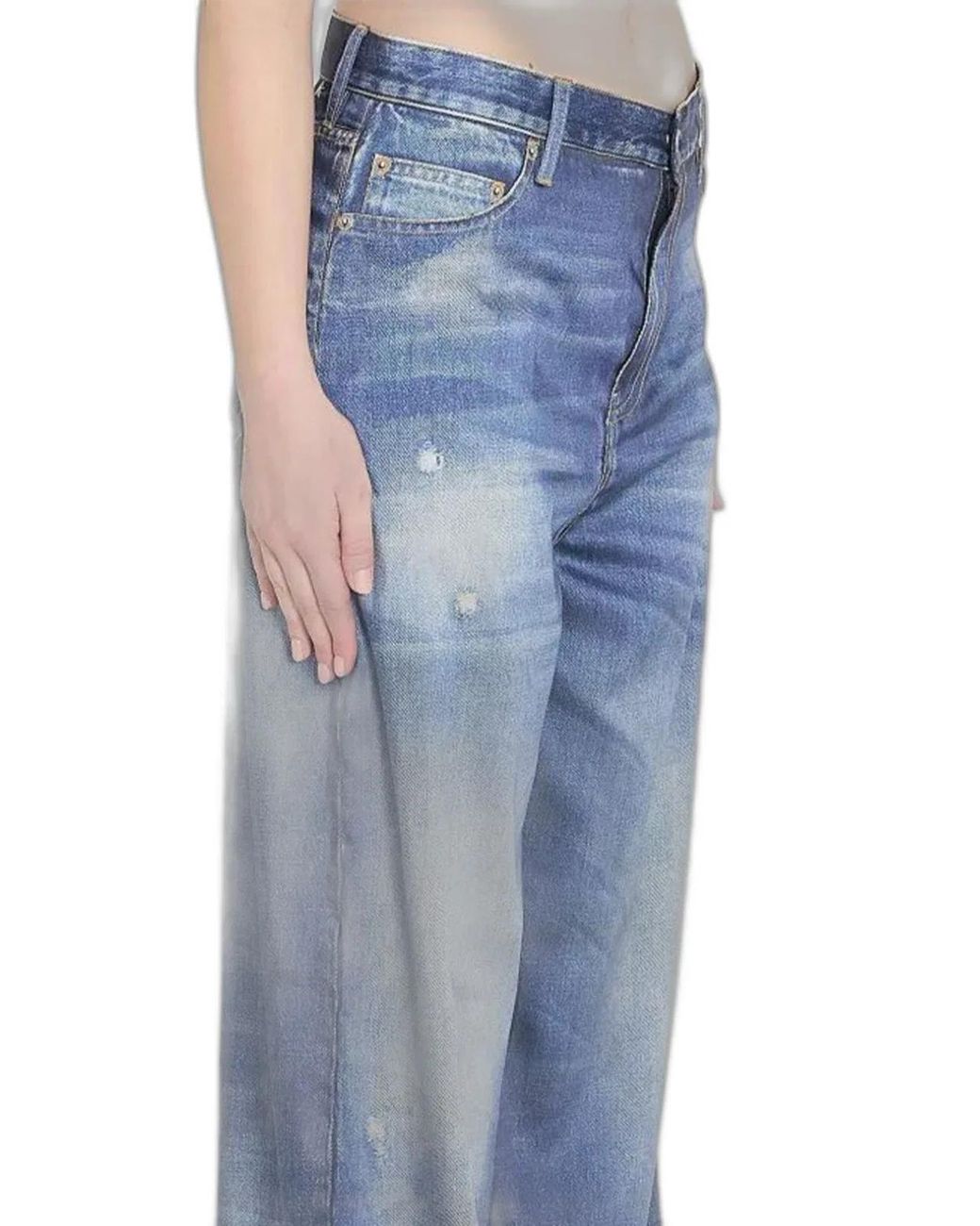 Golden Goose Deluxe Brand Blue Boyfriend Peggy Pant Archive Denim Print