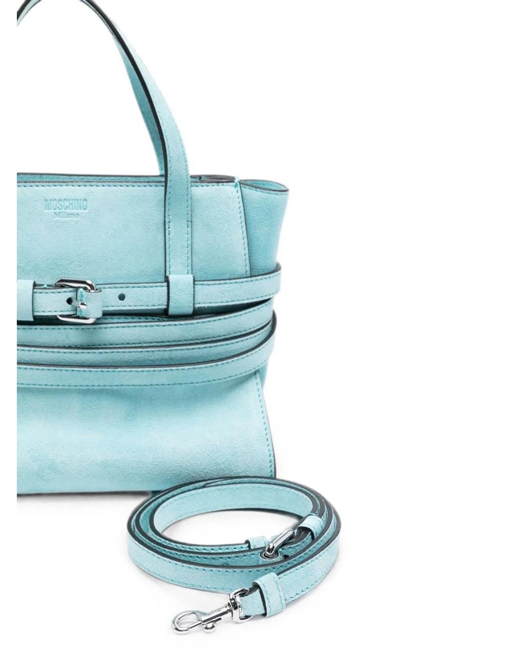 Moschino Couture Blue Tie Me Leather Handbag