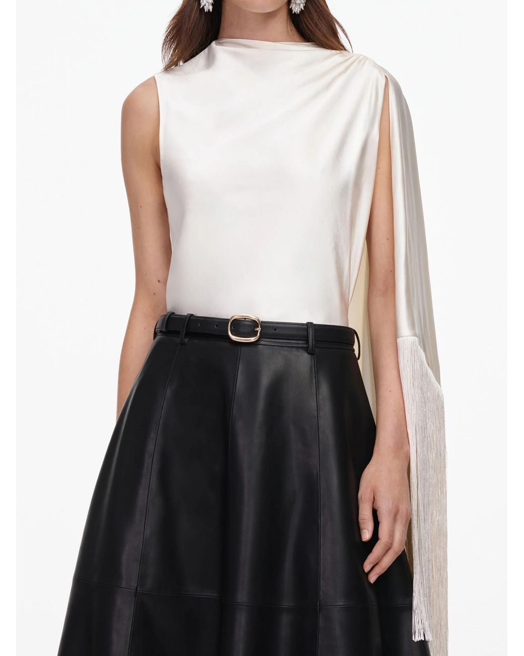 Self-Portrait White Fringed Scarf Top