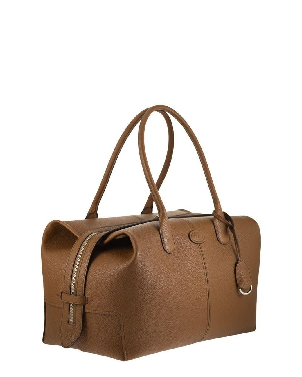 Tod's Brown Hammered Calfskin Leather Travel Bag for men