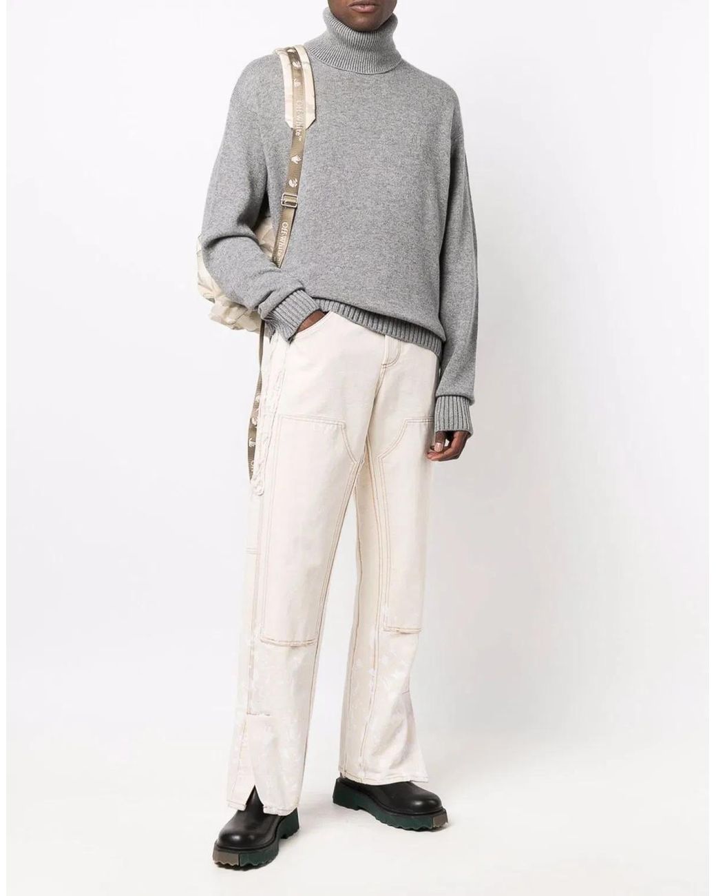Off-White c/o Virgil Abloh Gray Basic Knit Turtleneck Sweater for men