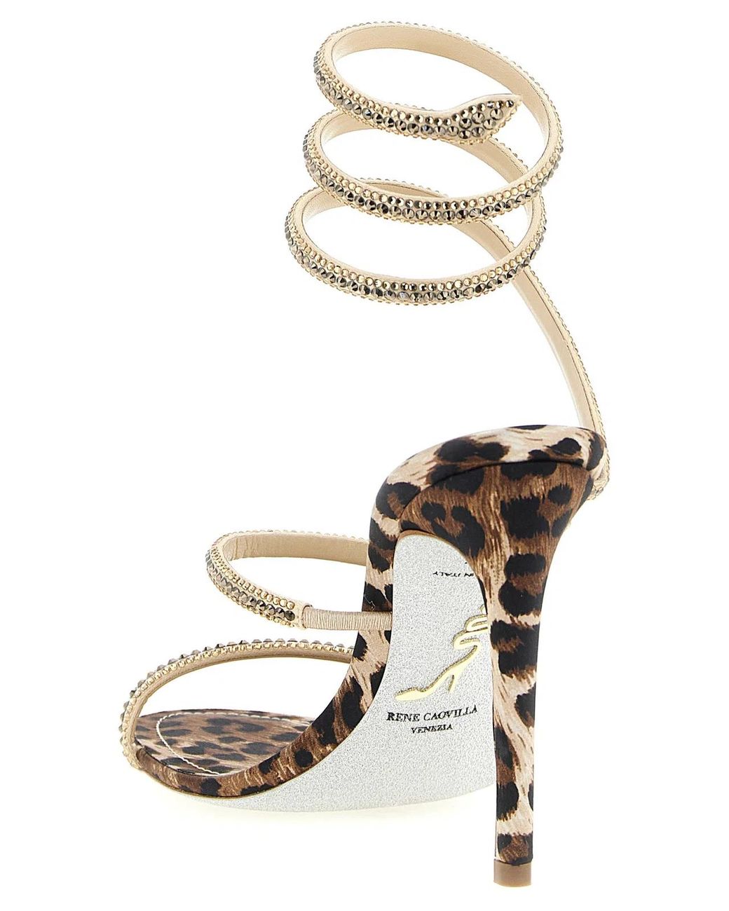 Rene Caovilla Metallic Viscose Stiletto Heel Sandals