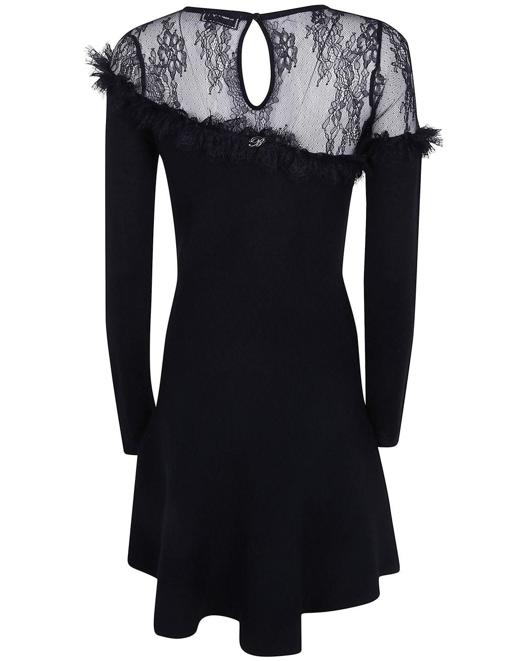 Blumarine Black Wool Dress With Lace