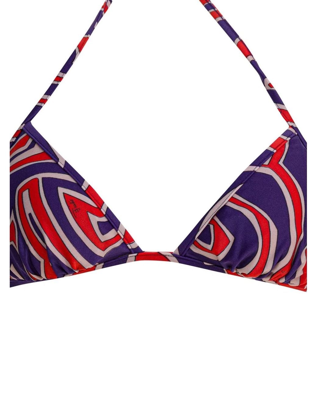 Emilio Pucci Red Labirinto Print Triangle Bikini Top