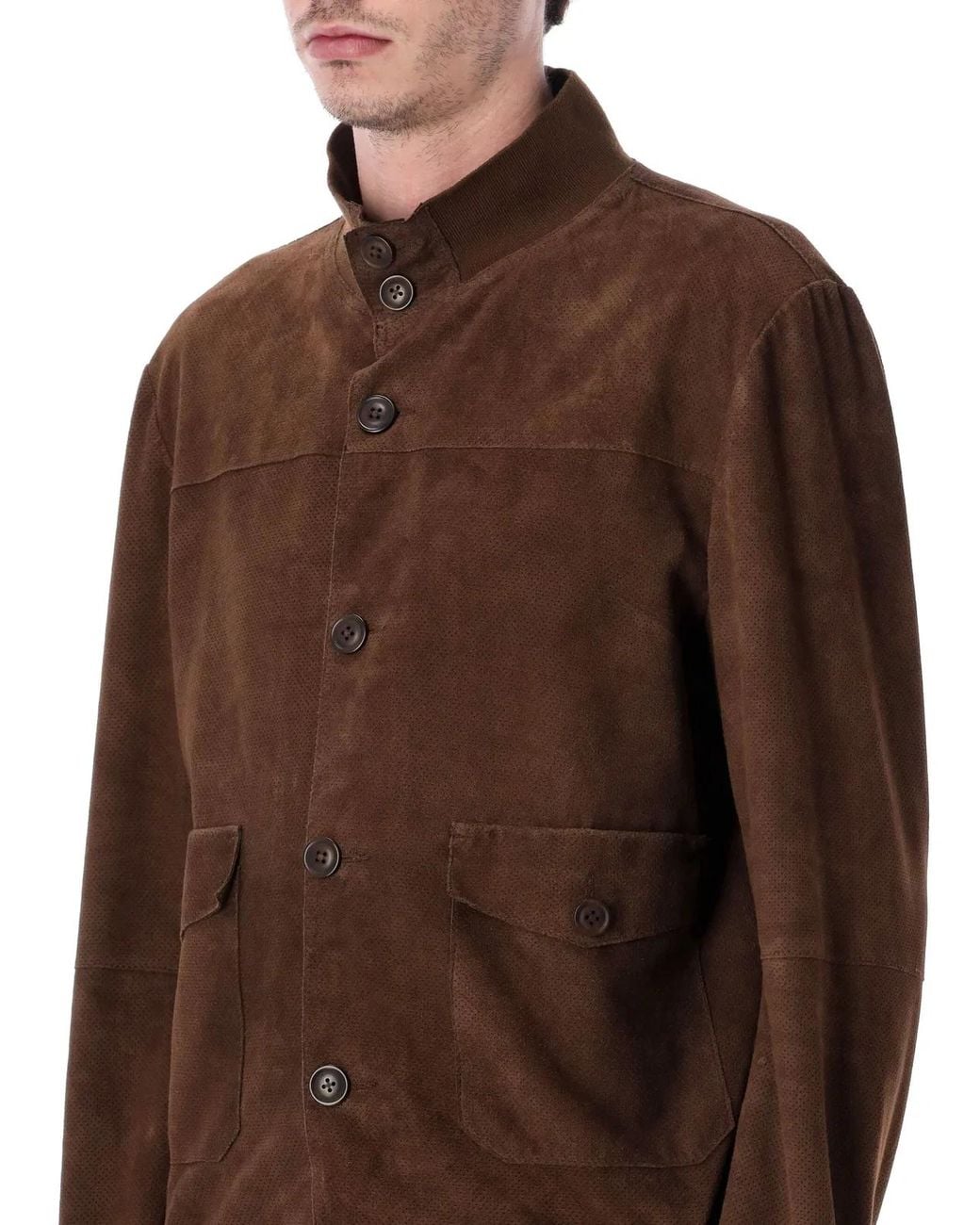 S.W.O.R.D Brown 6.6.44 Perforated Suede Jacket for men