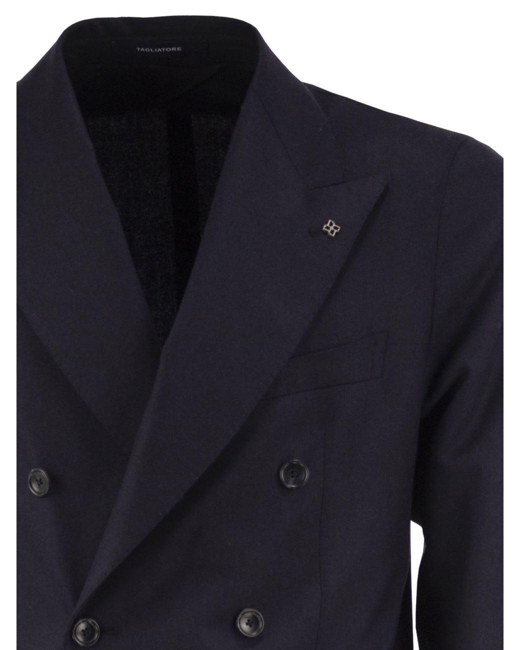 Tagliatore Blue Virgin Wool And Cashmere Stretch Double-Breasted Suit for men