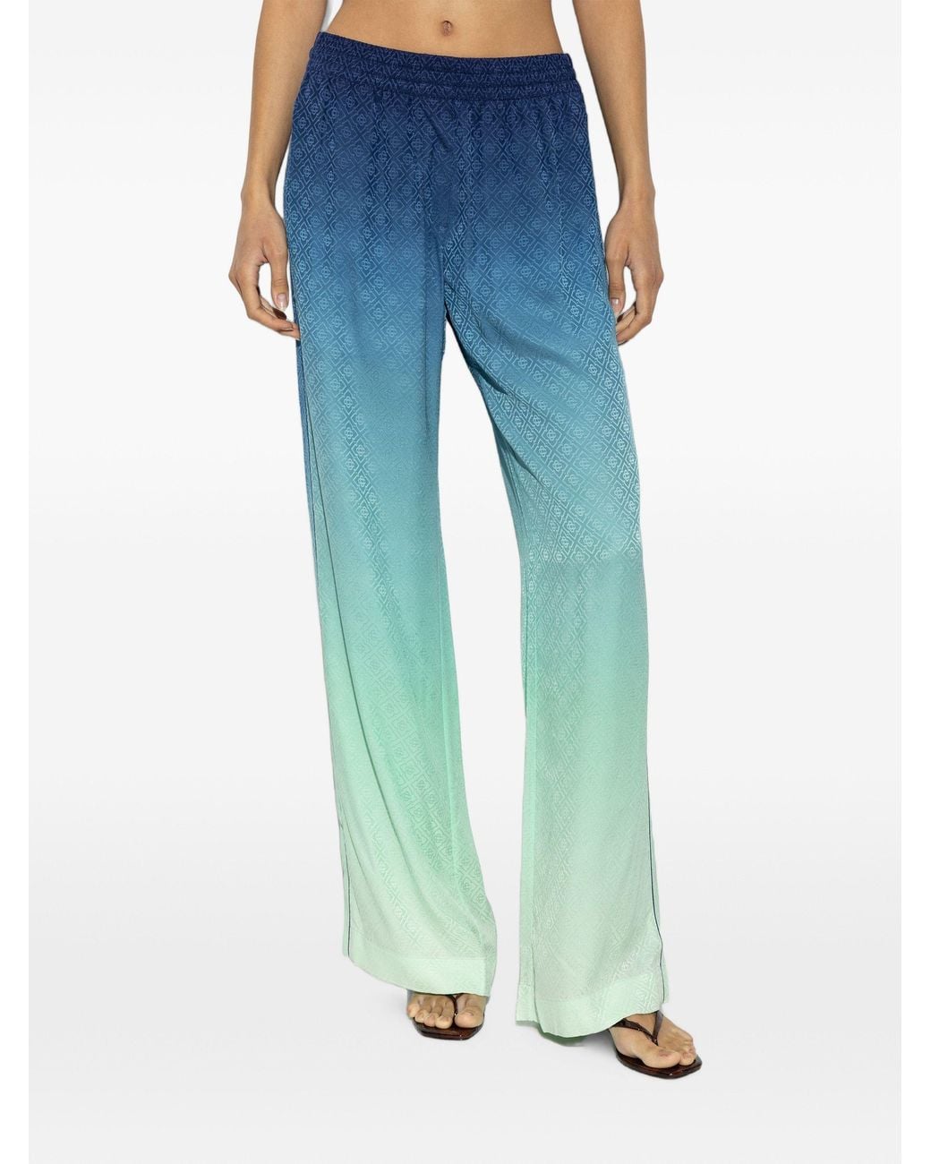 Casablanca Blue Gradient Monogram-Pattern Trousers