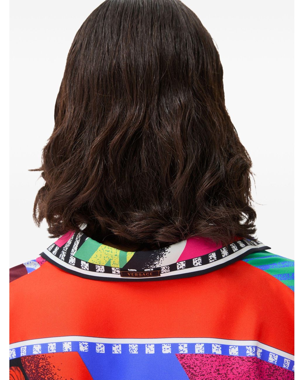 Versace White Printed Silk Twill Shirt