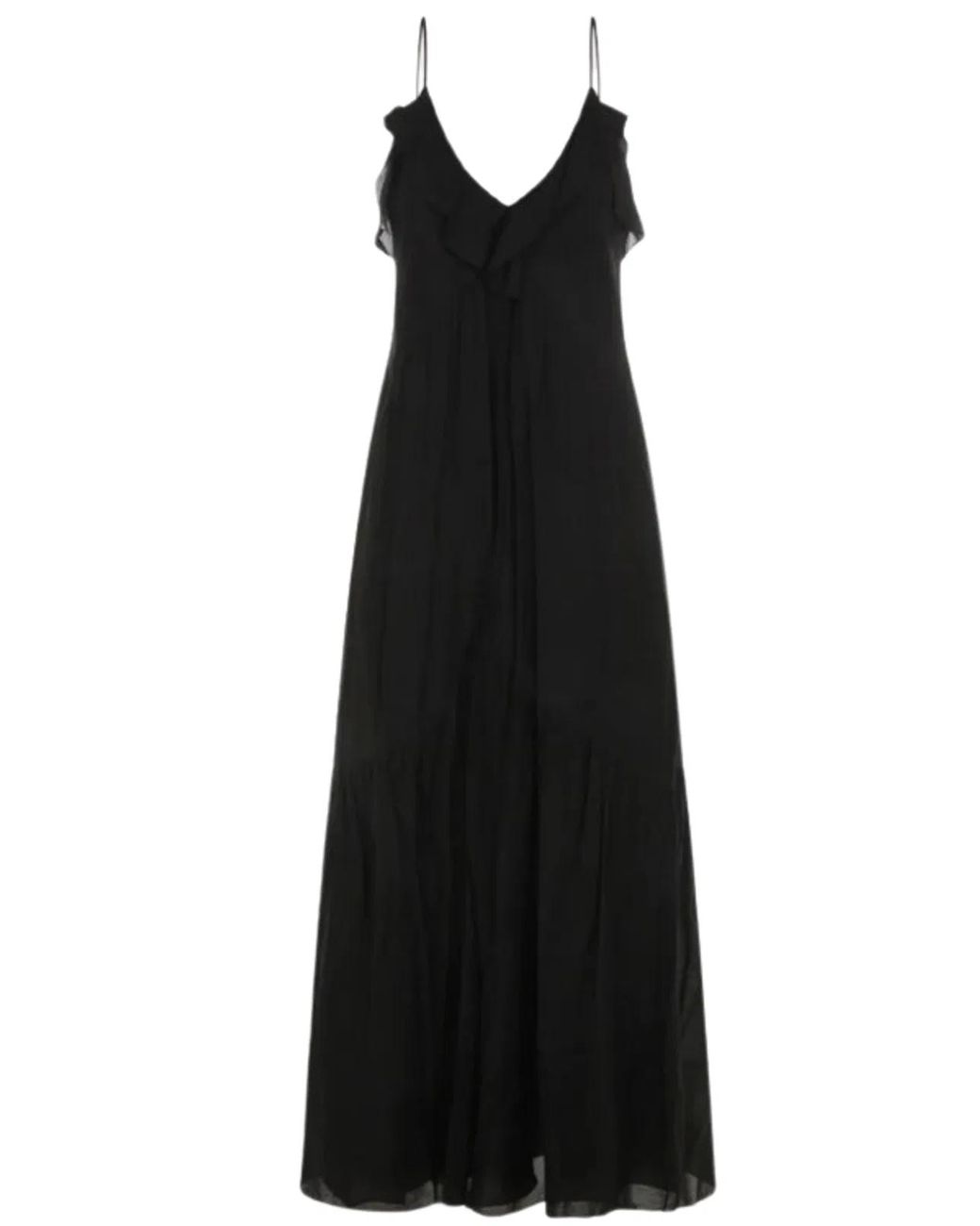 Isabel Marant Black Ruffled V Neck Dress