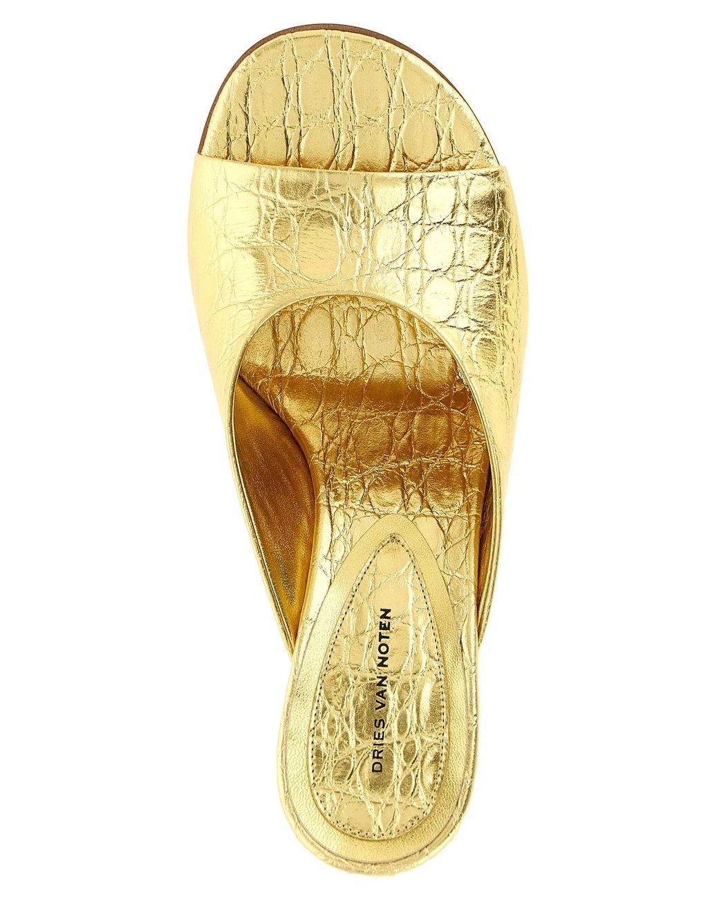 Dries Van Noten Metallic Curved Wedge Mules