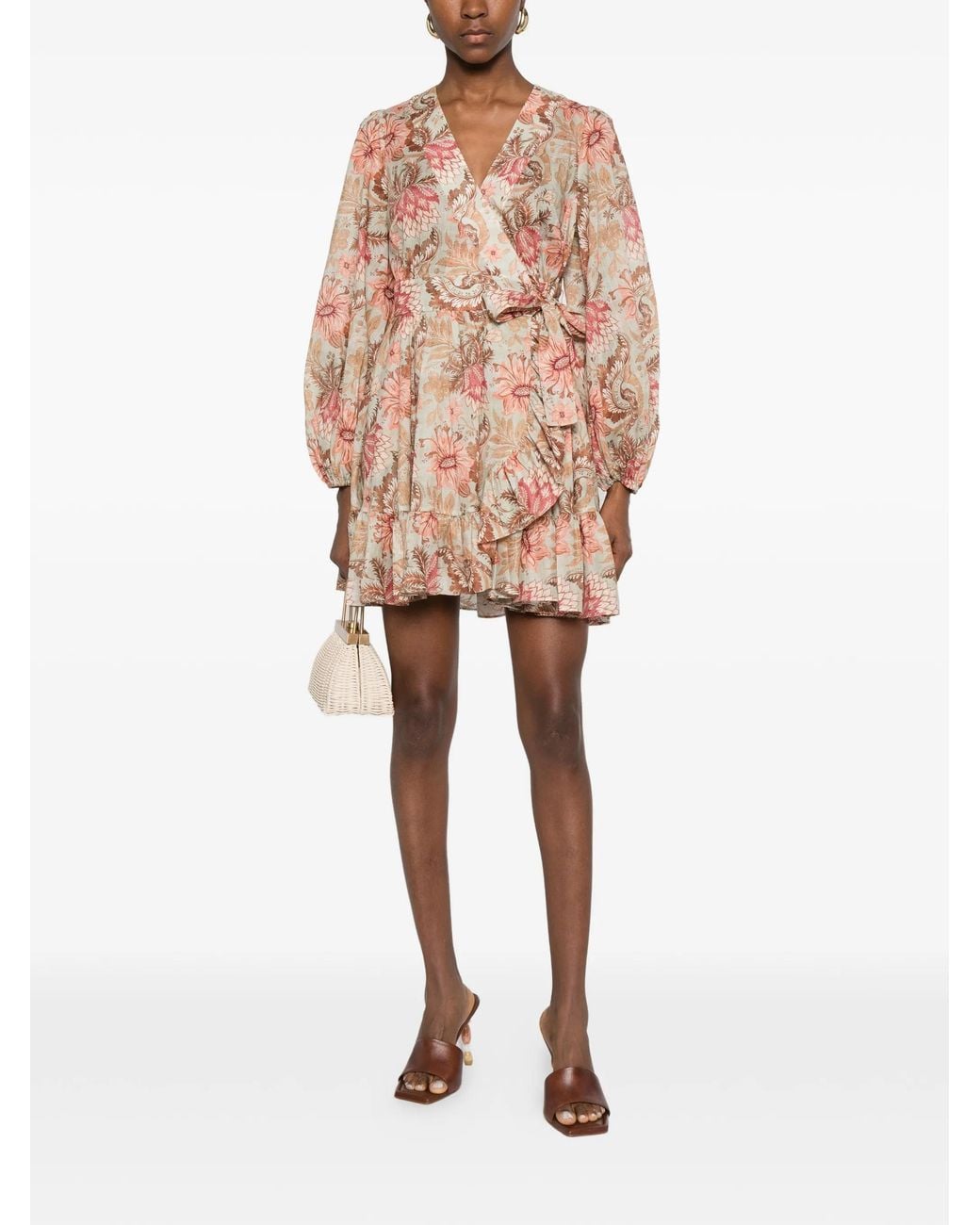Zimmermann Pink Daylight Wrap Mini Dress