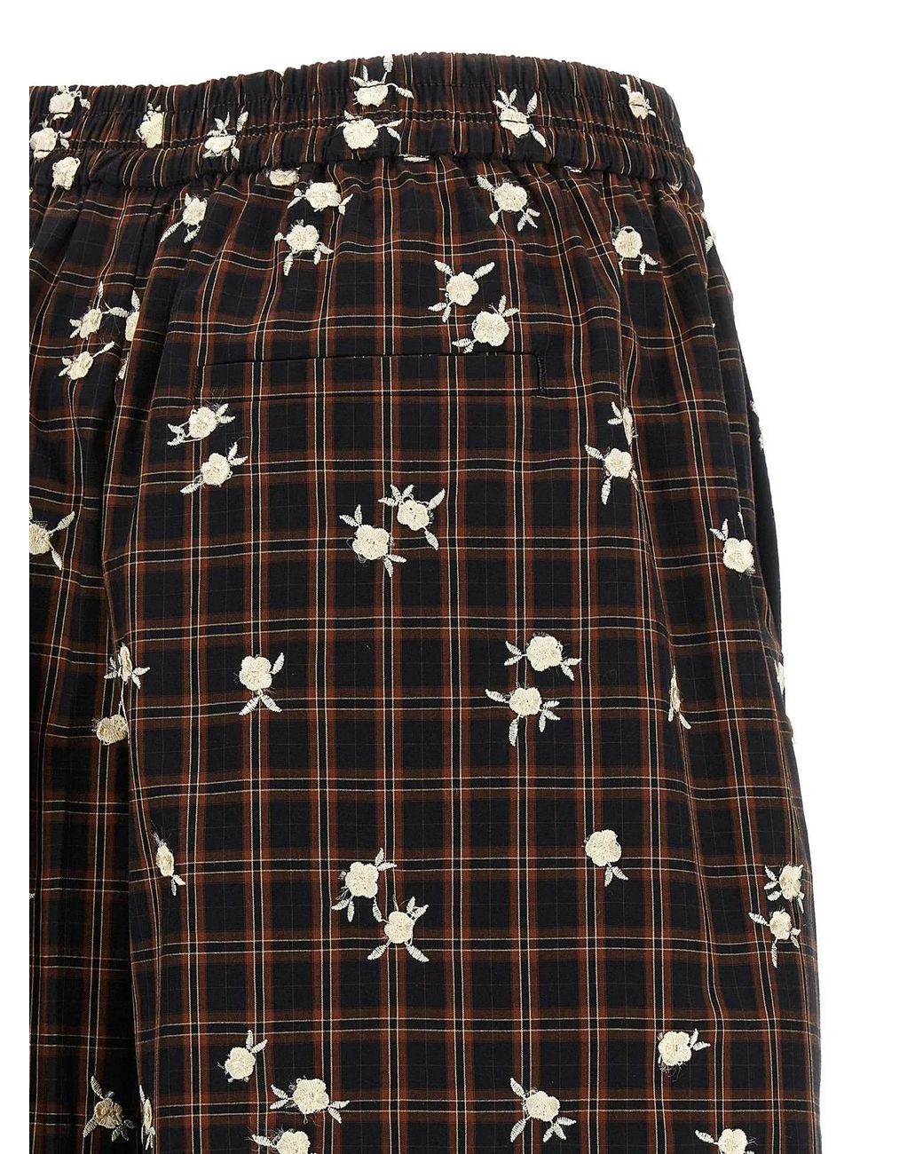 Ganni Black 'Check Flower' Bermuda Shorts