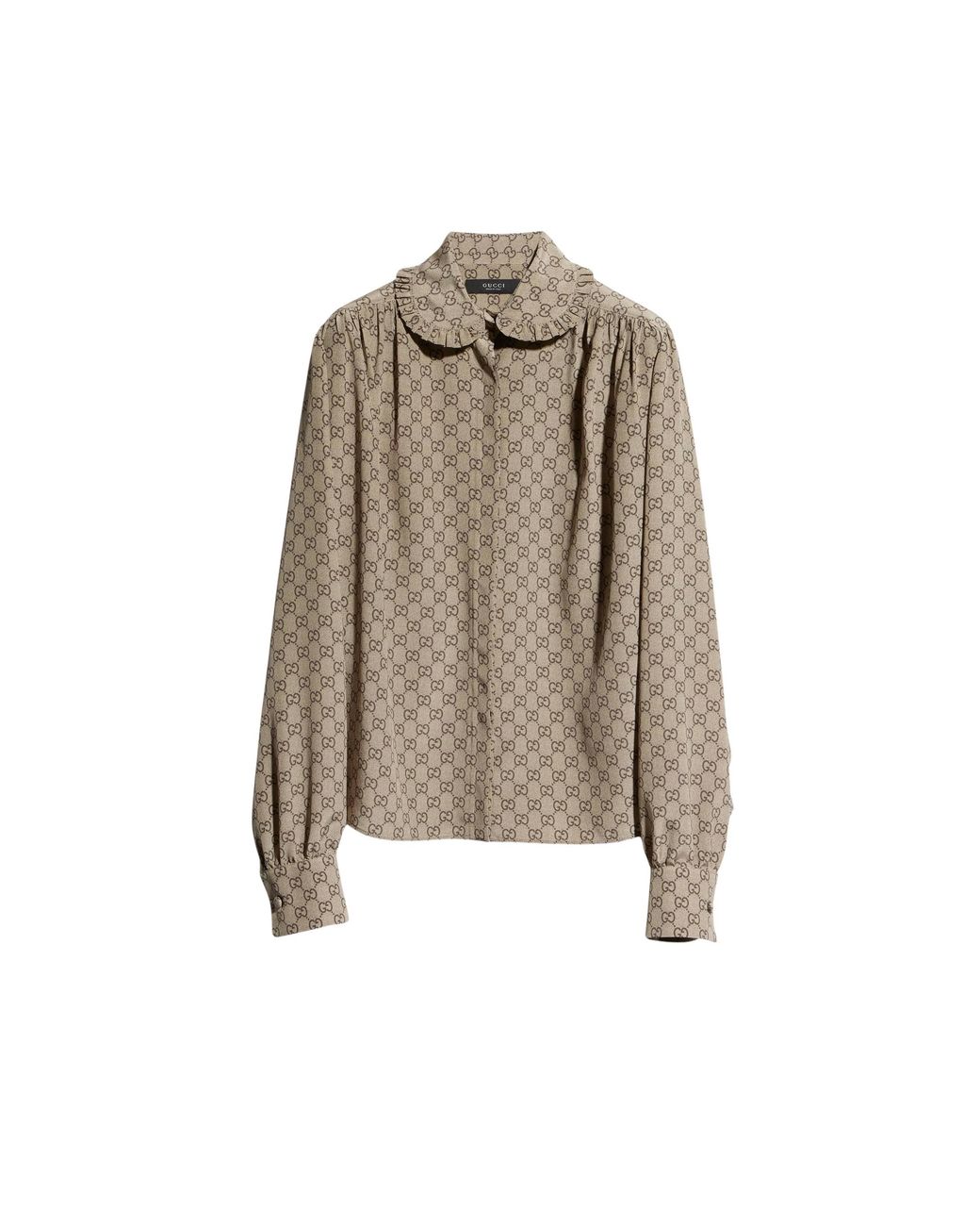 Gucci Natural Printed Silk Crêpe De Chine Shirt