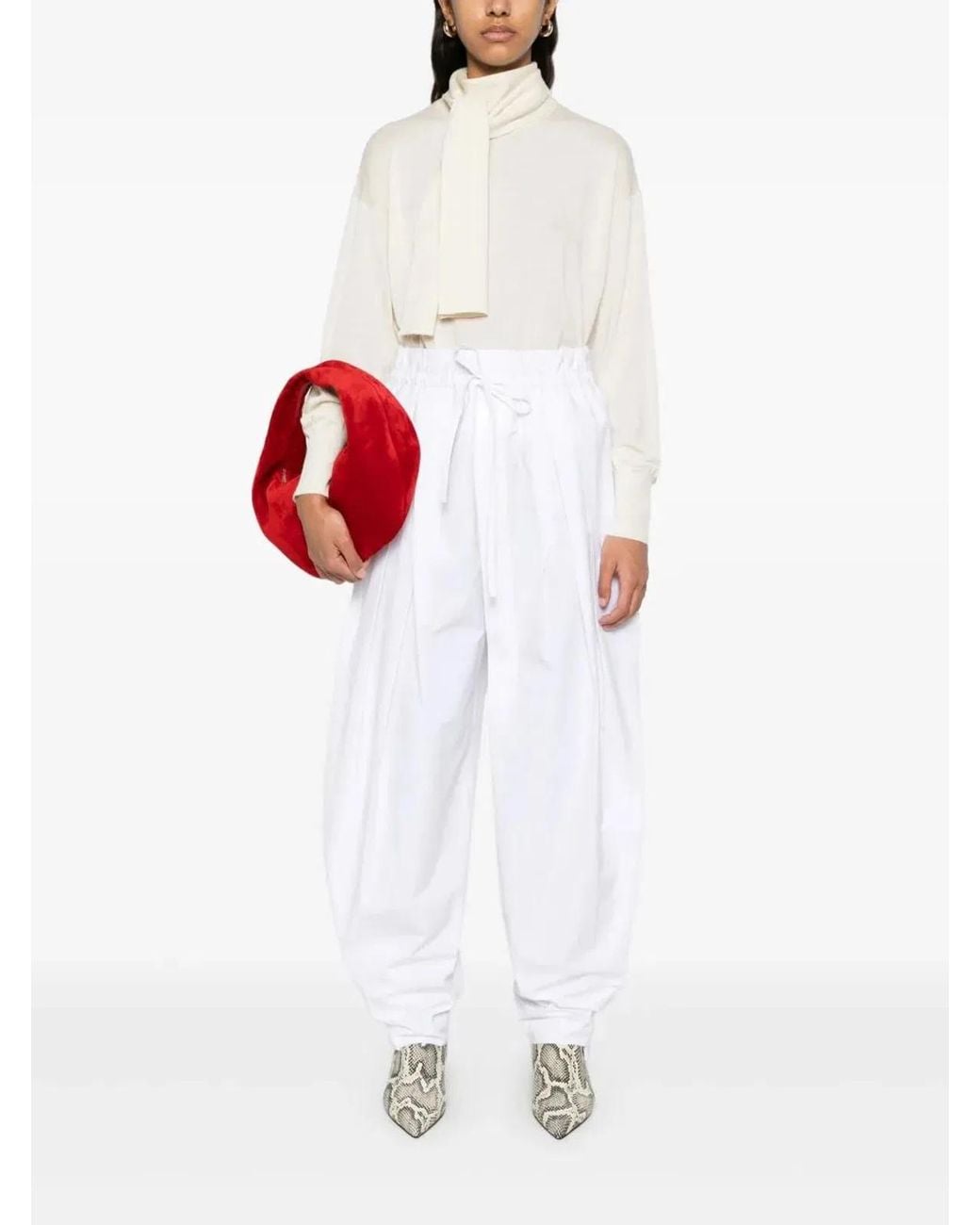 Jil Sander White Pantalon Tablillas Ajustables
