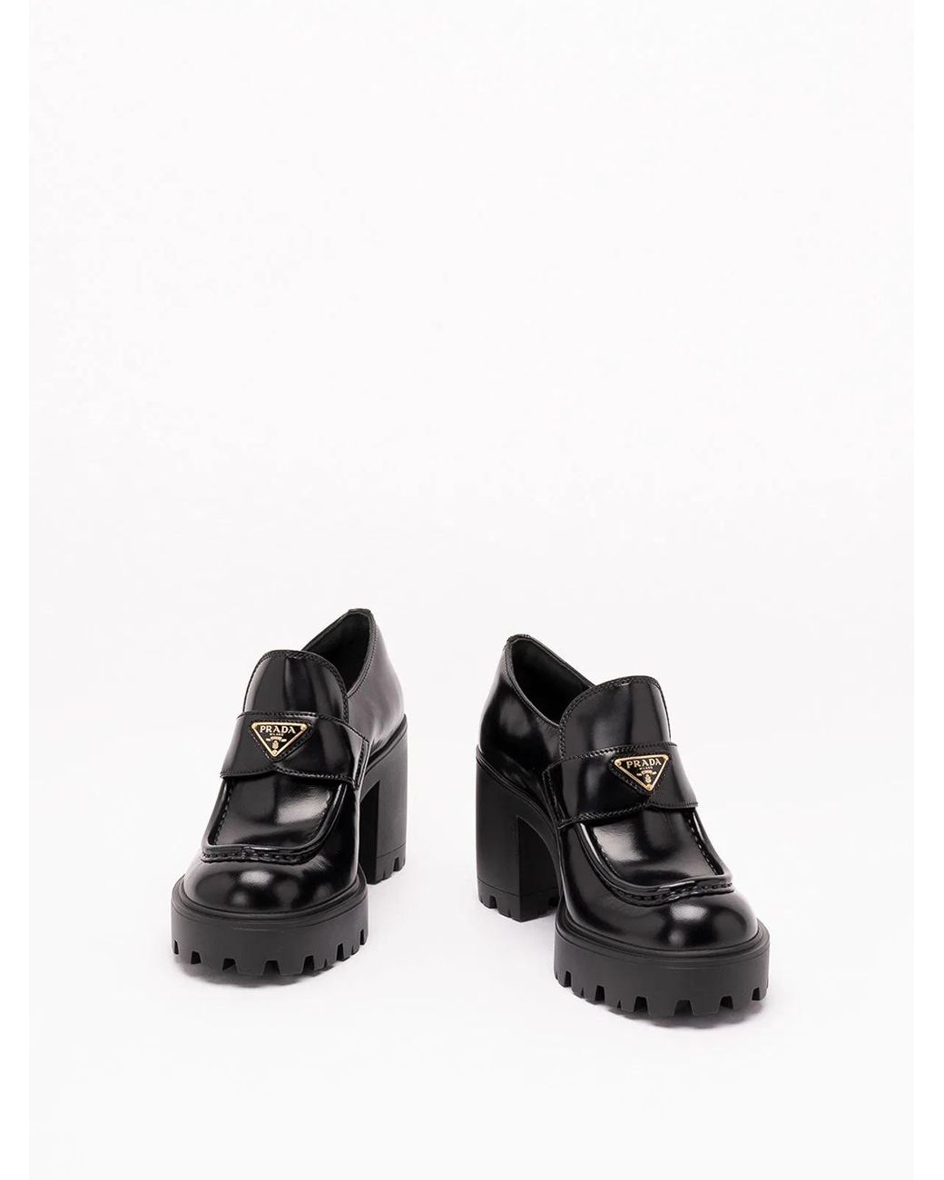 Prada Black Brushed Leather Loafers