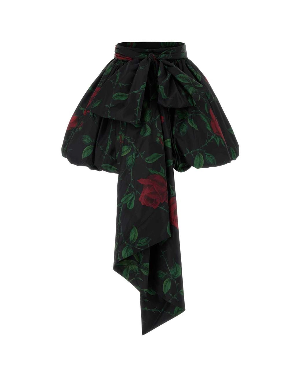 Blumarine Black Printed Taffeta Mini Skirt