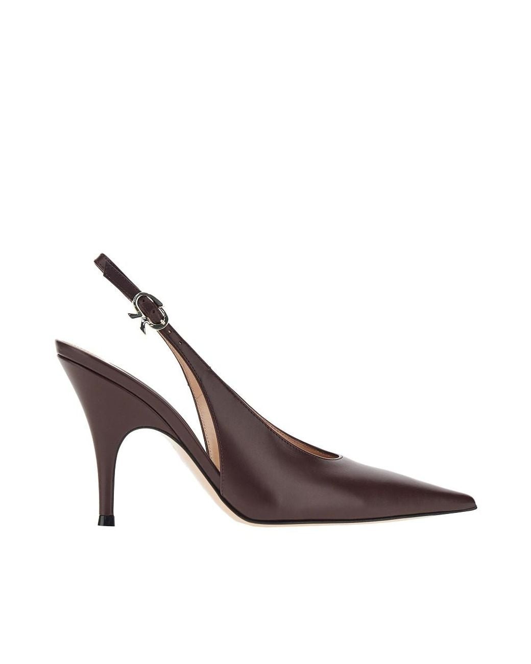 Gianvito Rossi Brown Sofia Leather Slingback Pumps