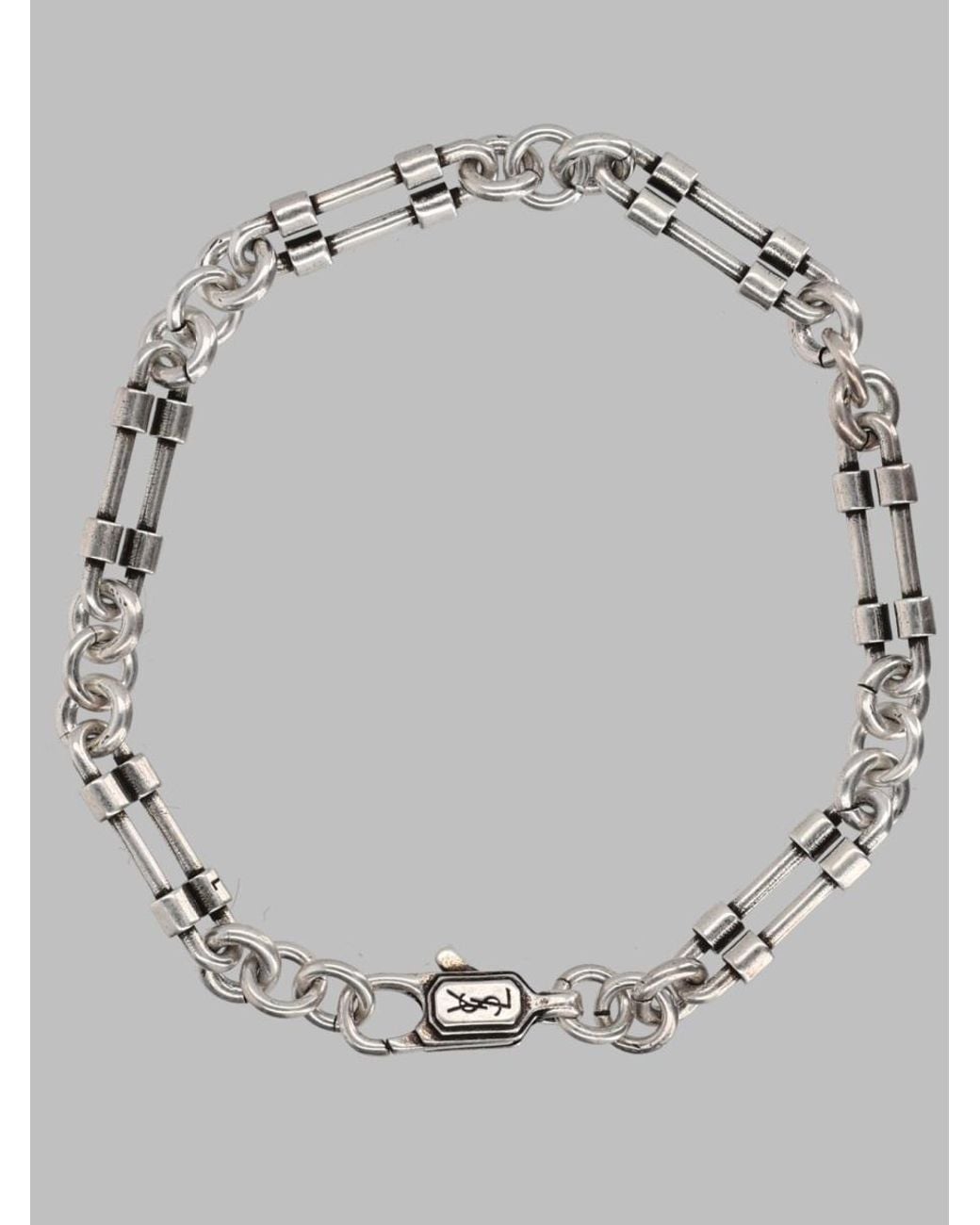 Saint Laurent Metallic Bracciale A Catena Con Moschettone for men