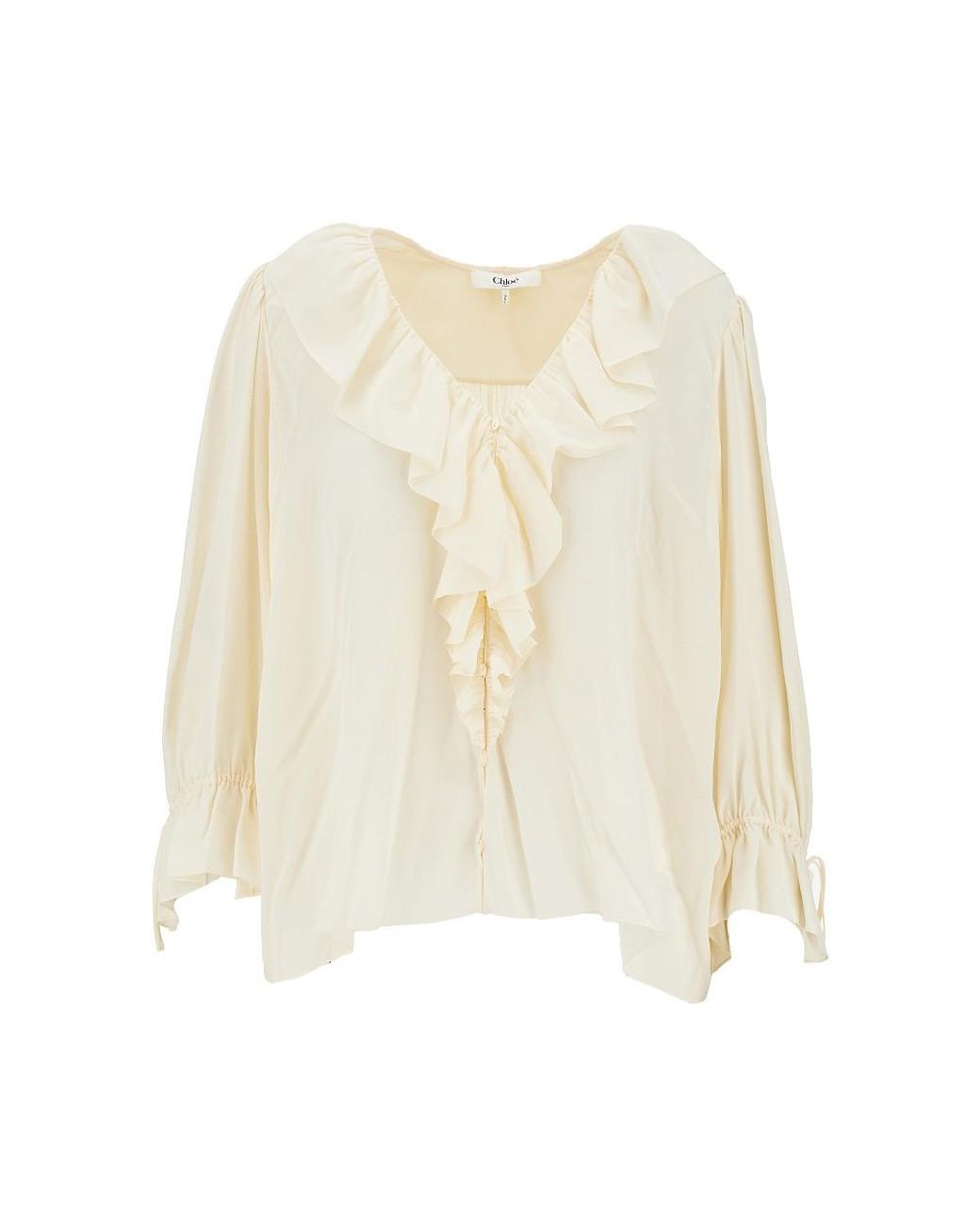 Chloé Natural Ruffled Crêpe De Chine Blouse