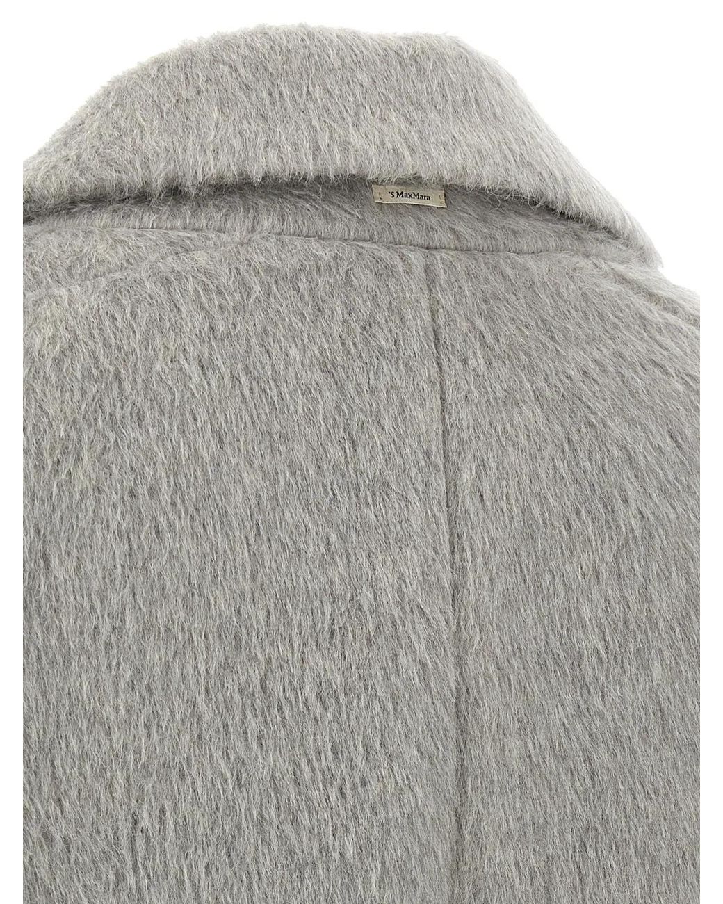 Max Mara Gray Alpaca Leather Coat