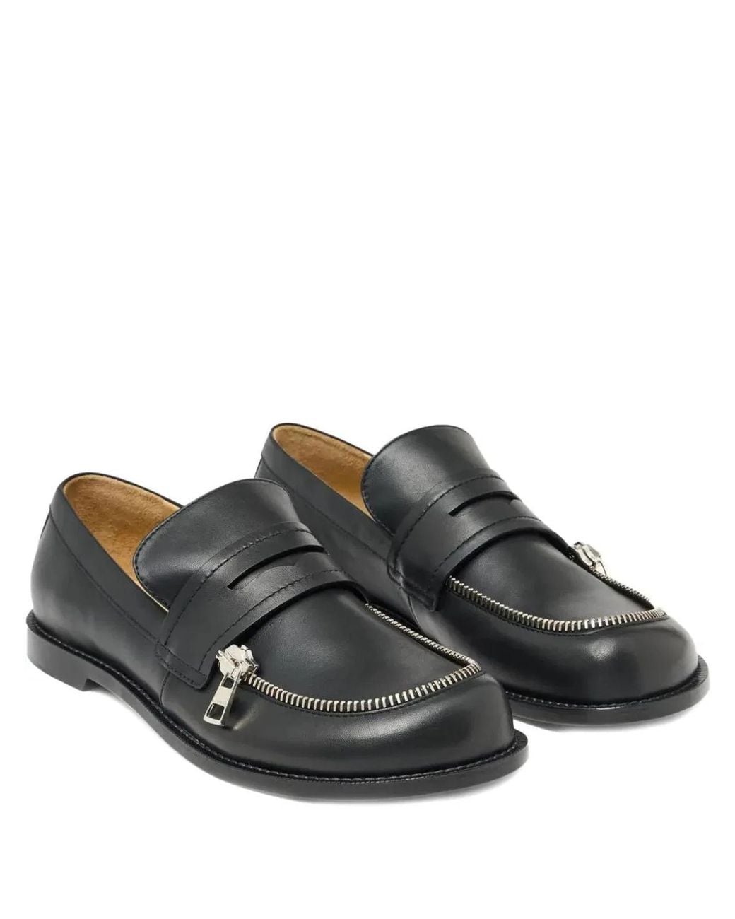 J.W. Anderson Black Penny Loafers With Zip Detail