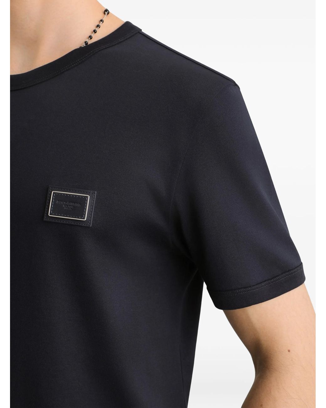 Dolce & Gabbana Black Dolce & Gabbana Cotton T-Shirt With Logo Plaque for men