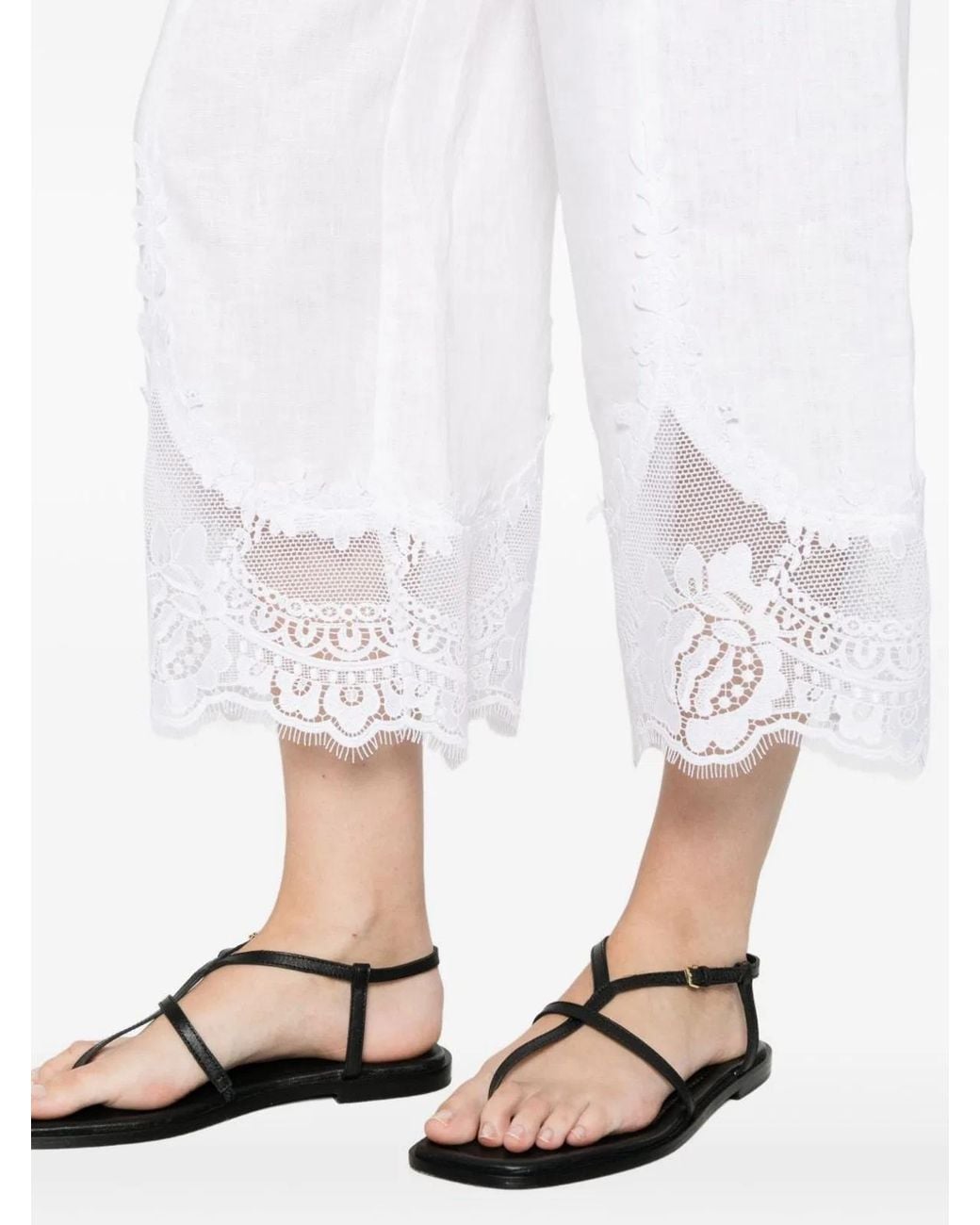 Twinset White Optical Cotton Trousers