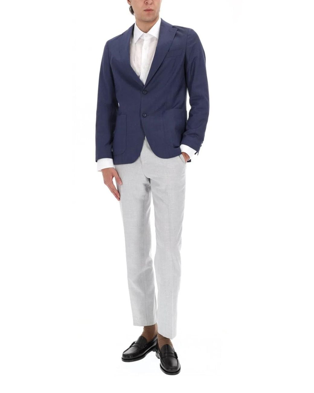 Boss Blue Virgin Wool Jacket for men