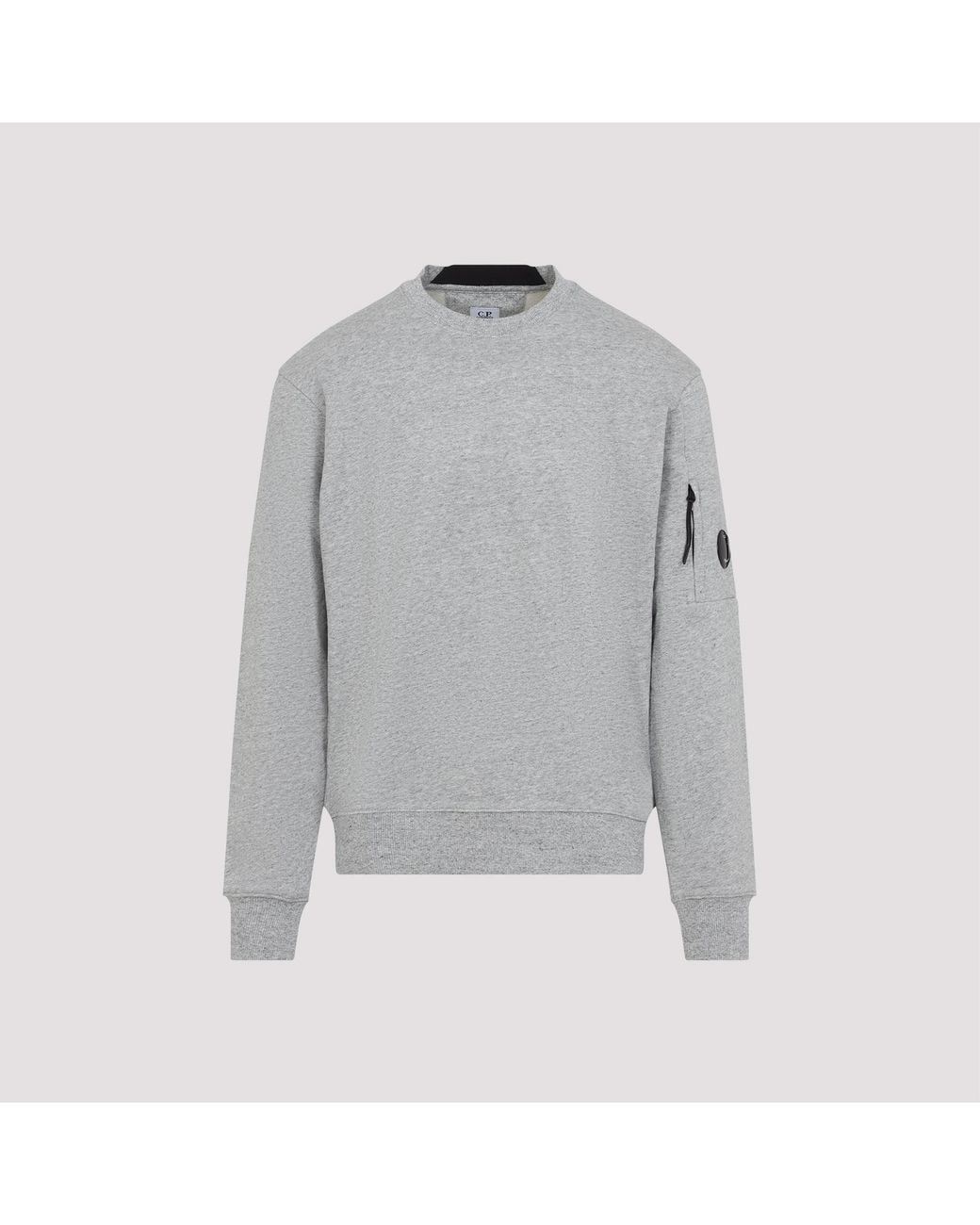 C P Company Gray C.P.Company Diagonal Raised Fleece Crewneck Lens Swe for men