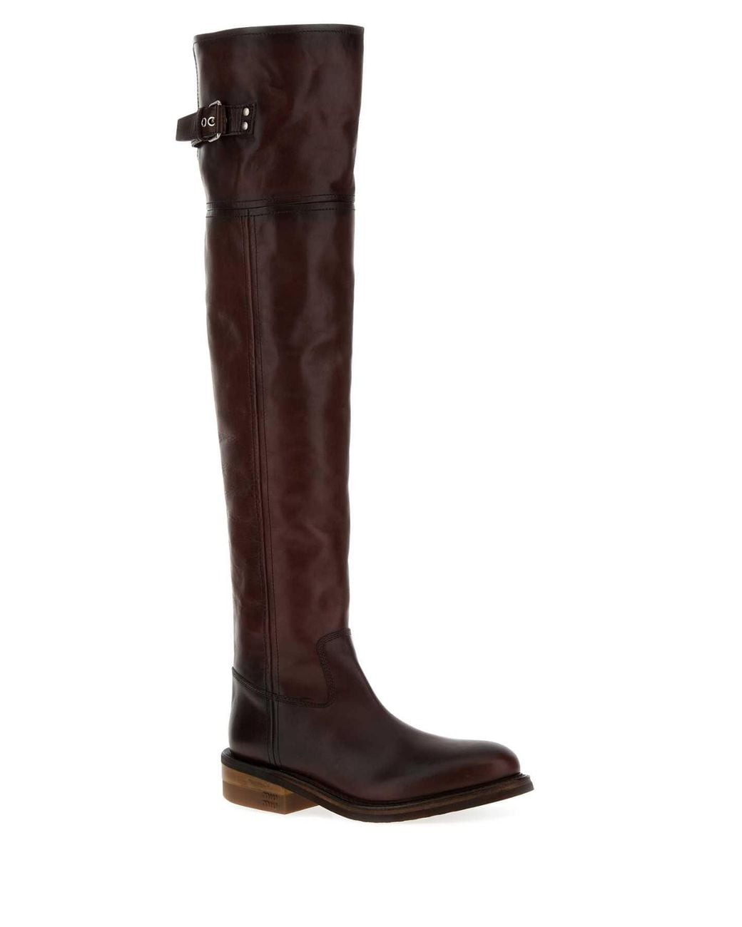 Miu Miu Brown Calfskin Ankle Boots