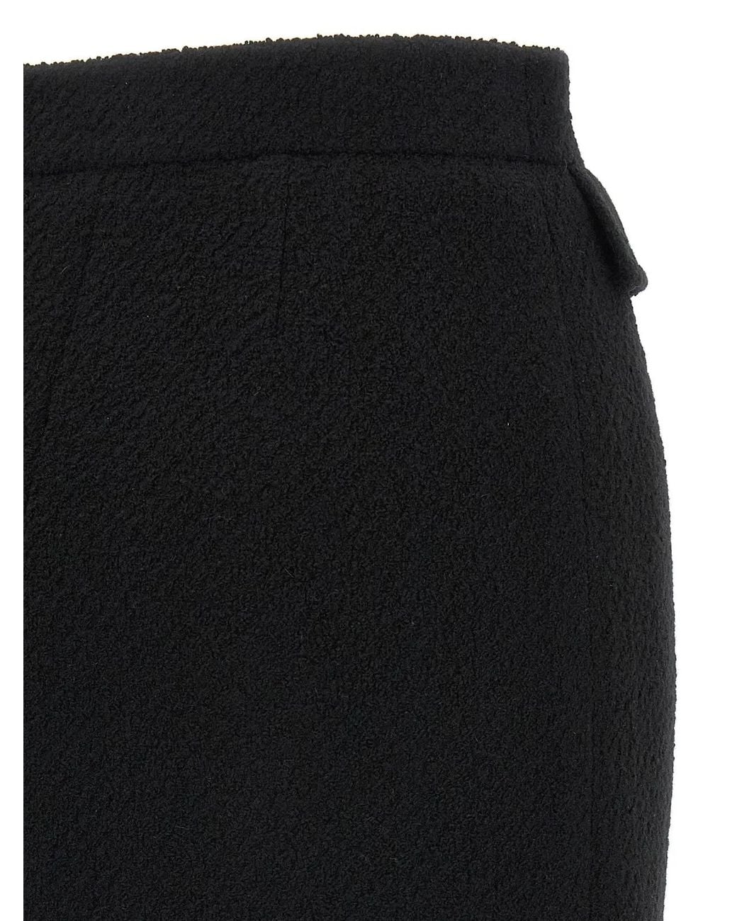 Chloé Black Bouclé Wool Skirt