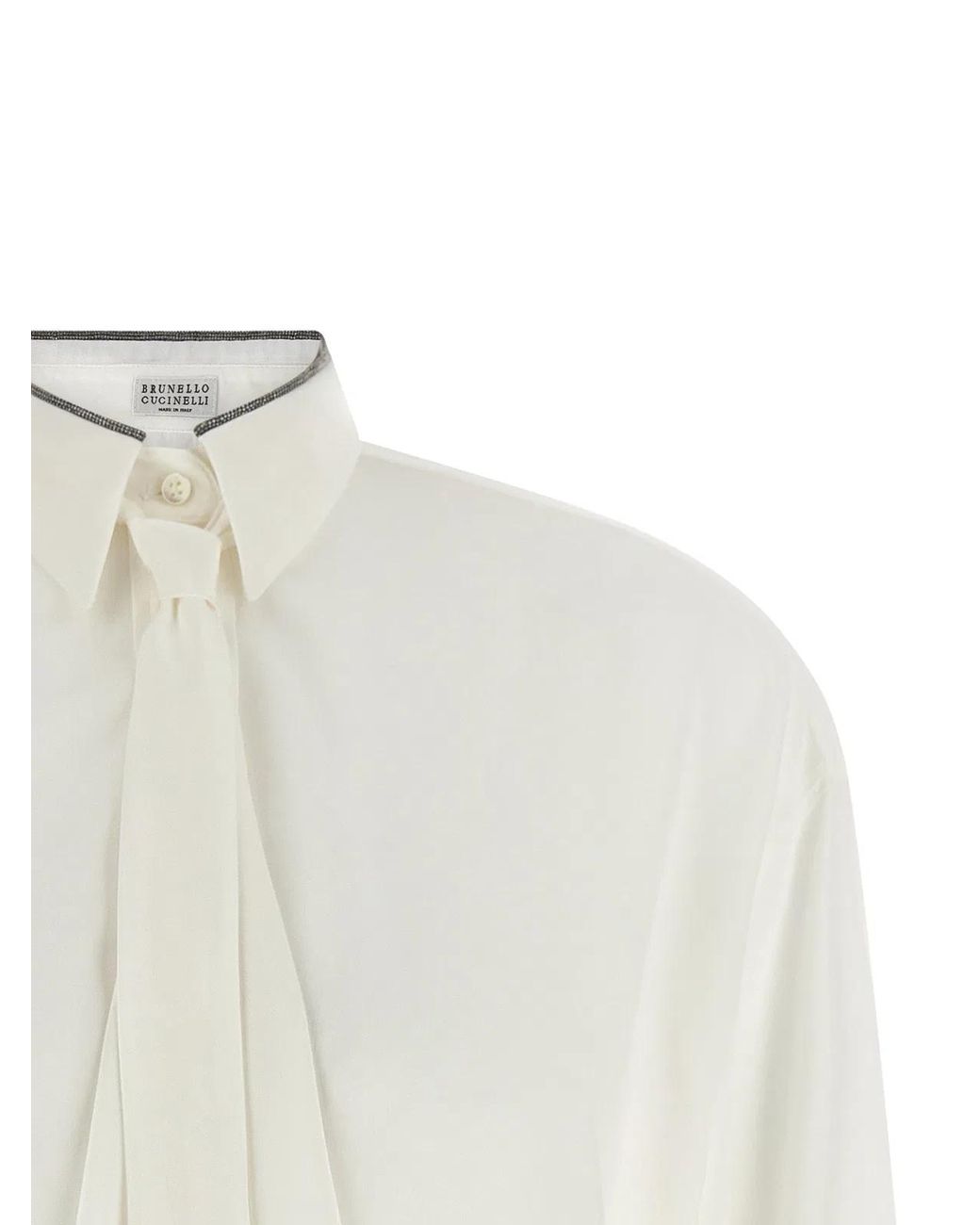 Brunello Cucinelli White Silk Blouse