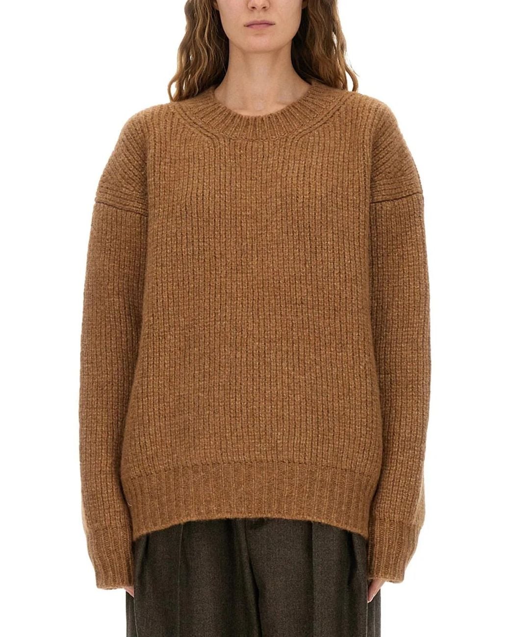 Saint Laurent Brown Thick Knit Pullover
