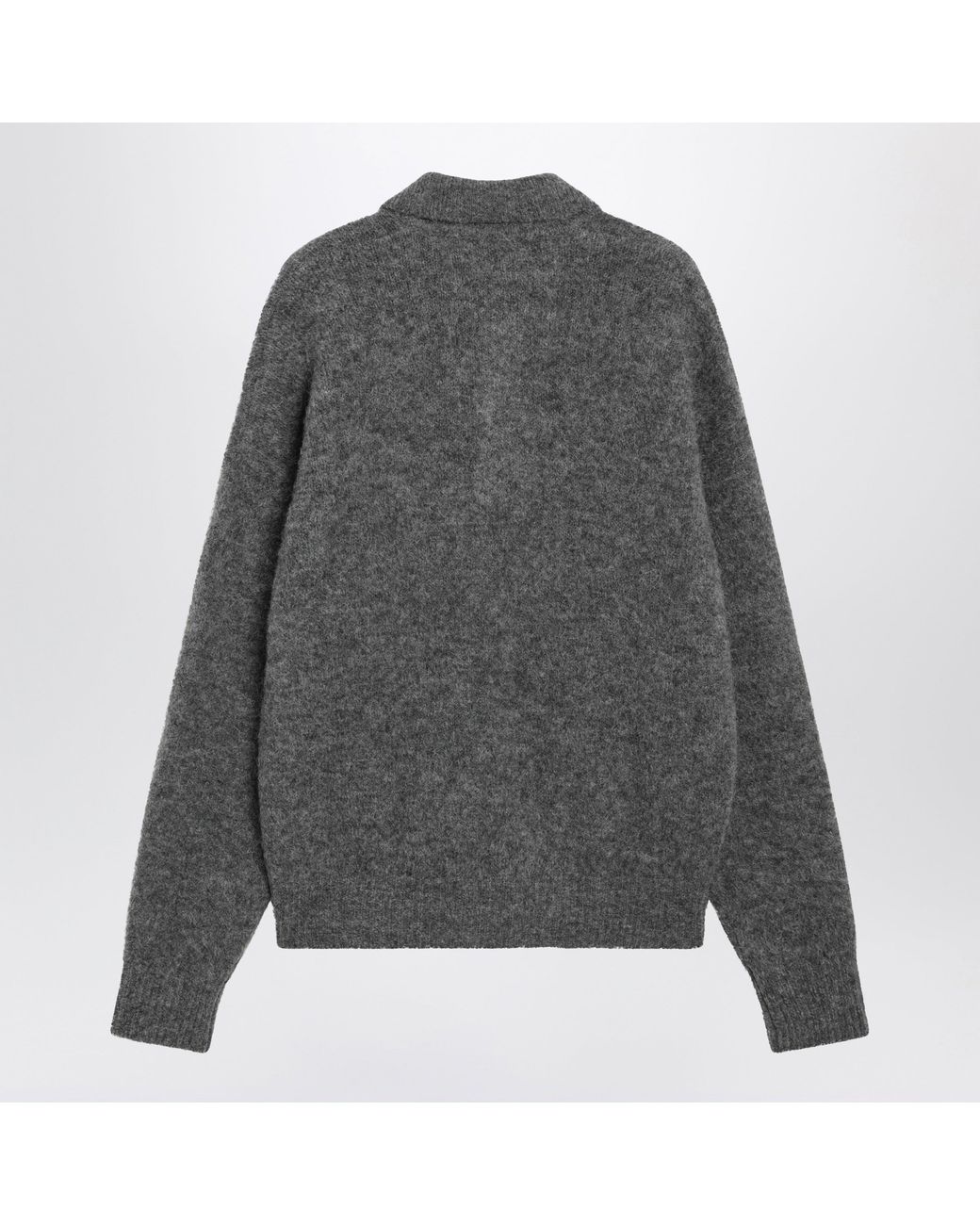 AMI Gray Charcoal Wool And Alpaca Polo Shirt for men