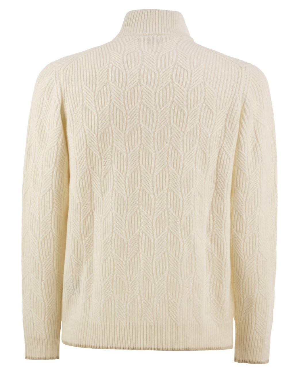 Fedeli White Full-Zip Cashmere Cable-Knit Cardigan