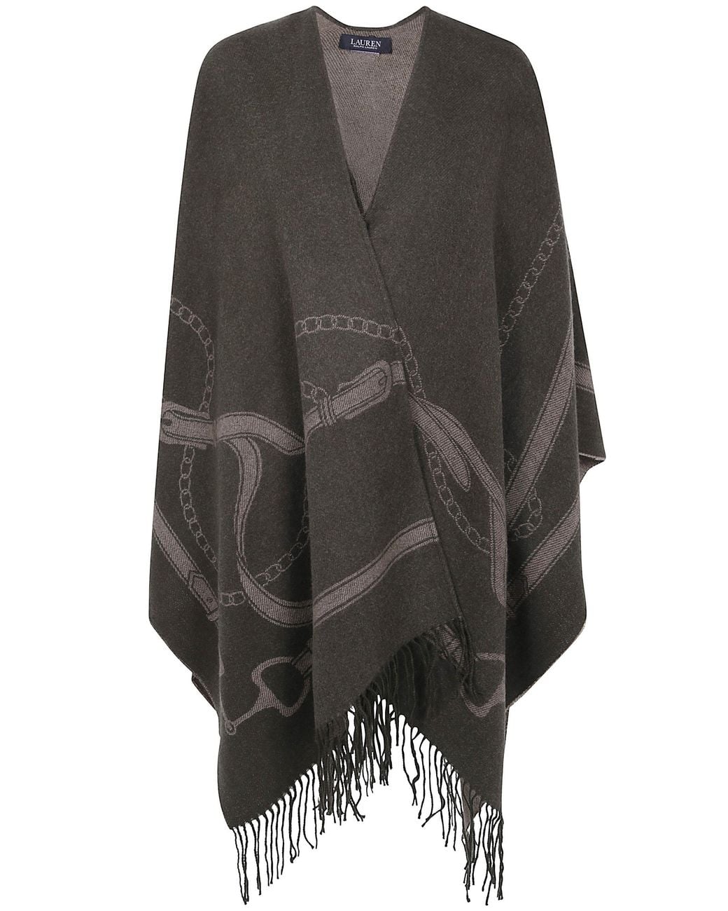 Ralph Lauren Gray "Ruana" Poncho