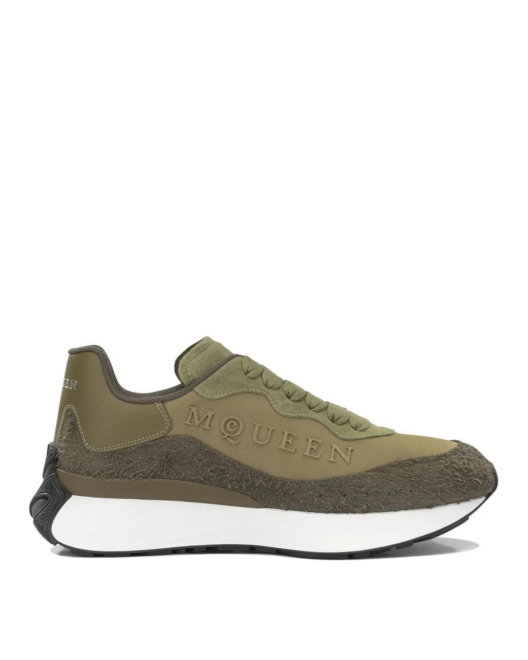 McQueen Green Calf Leather Rubber Sneakers Slip-On for men