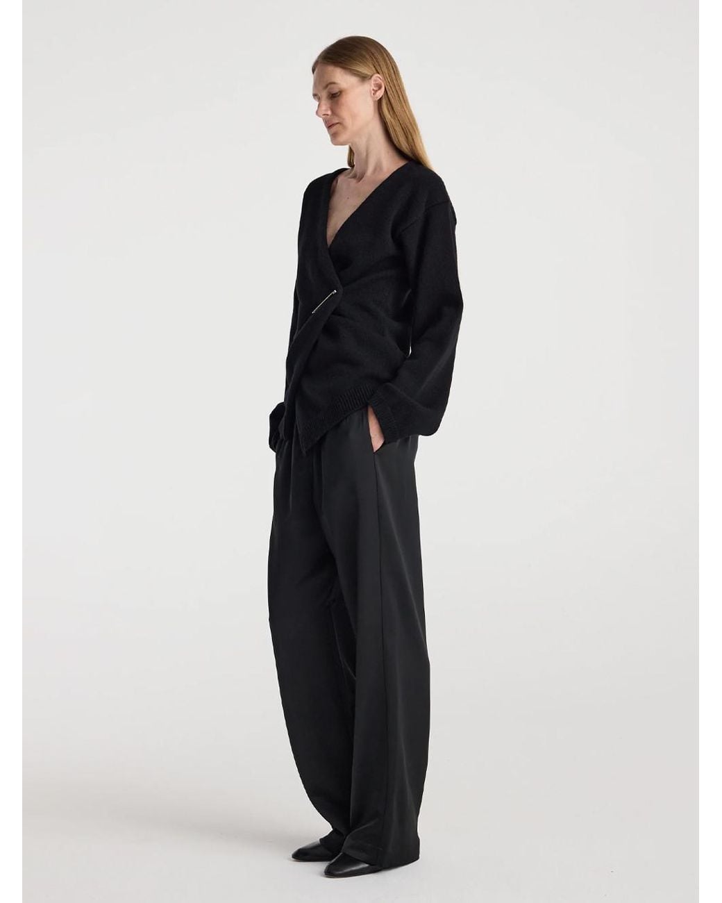 Rohe Black Cardigan Avvolgente Con Spalle Scoperte
