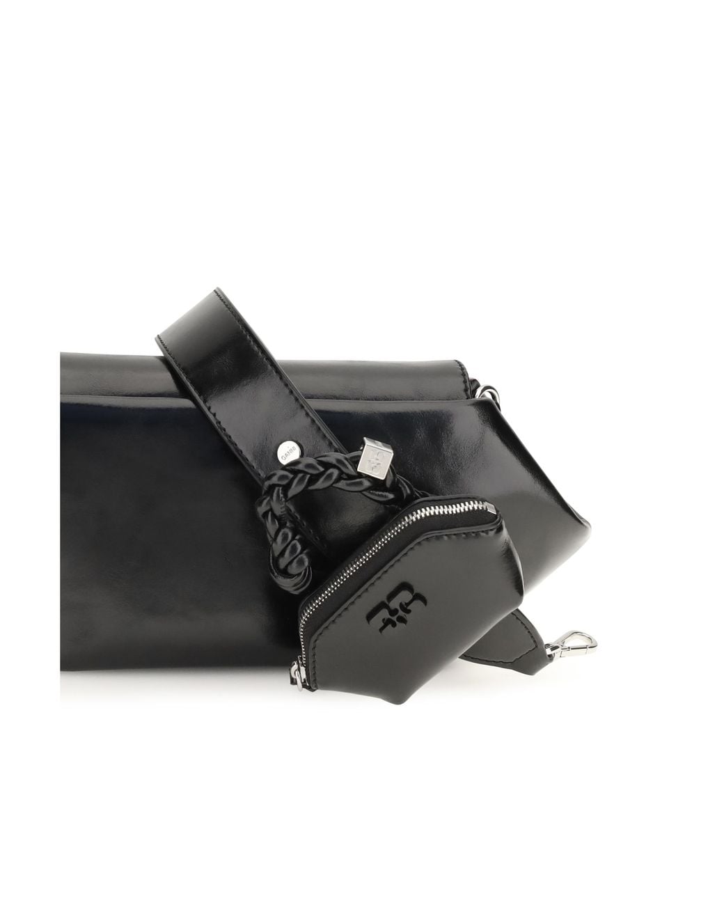 Ganni Black Bou East/West Box Shoulder Bag