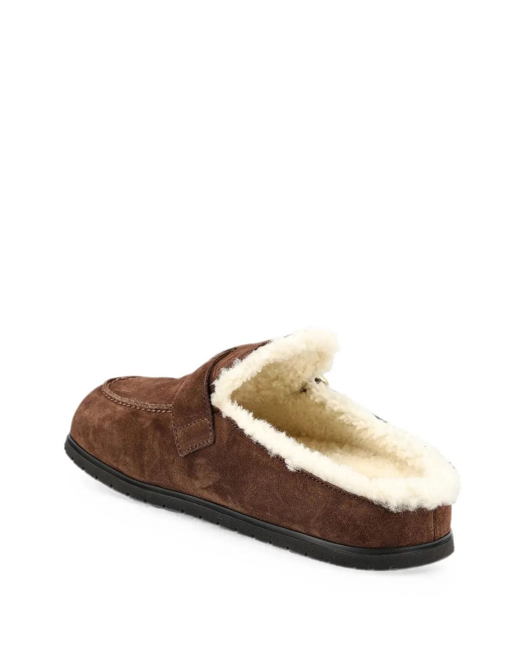 Prada Brown Suede Shearling Mules