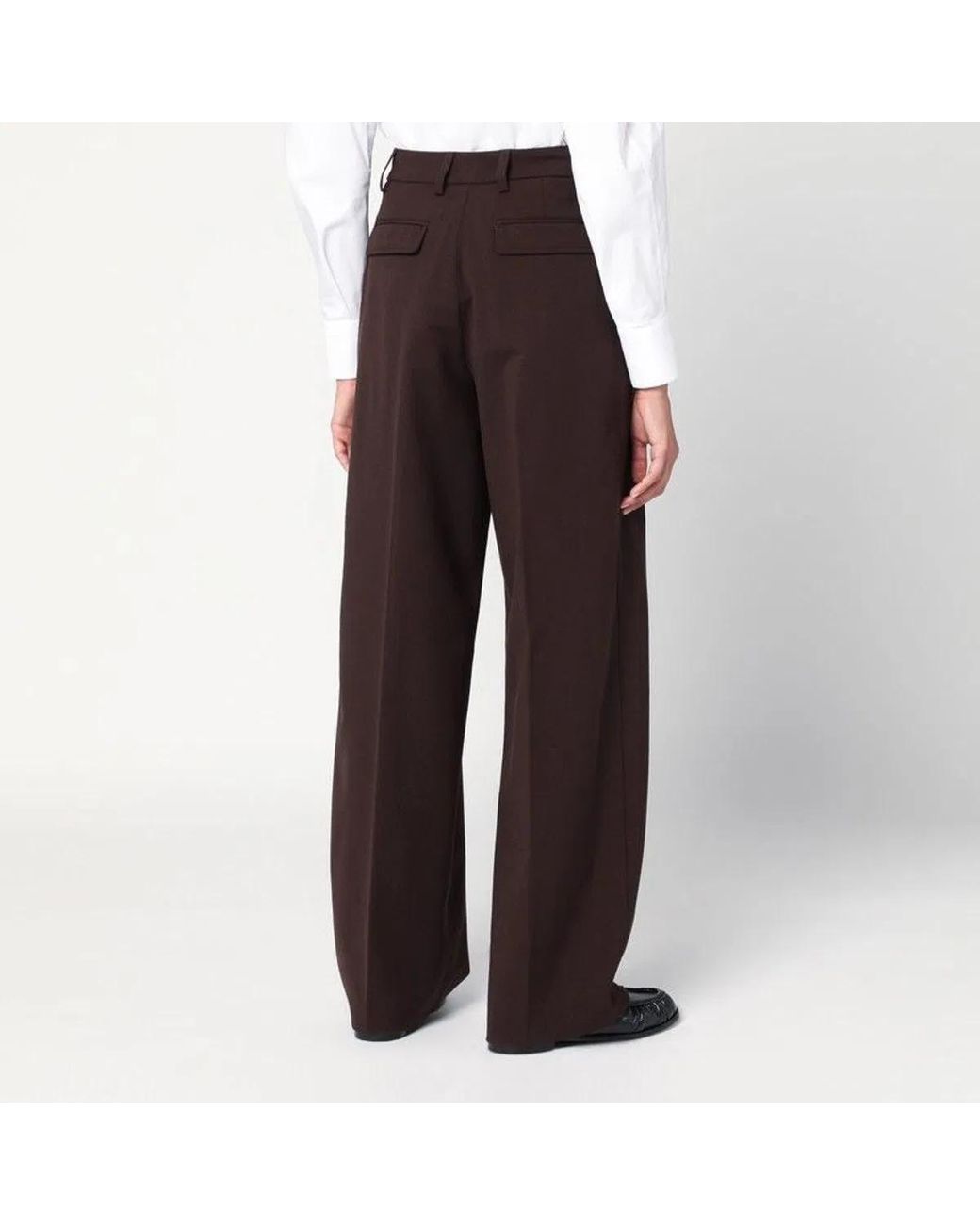 THE LATEST Brown Pleated Trousers With Pockets