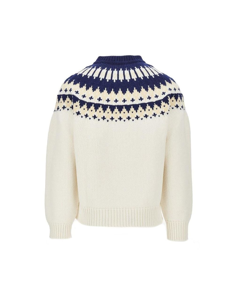 DSquared² White Jacquard Motif Wool Sweater for men