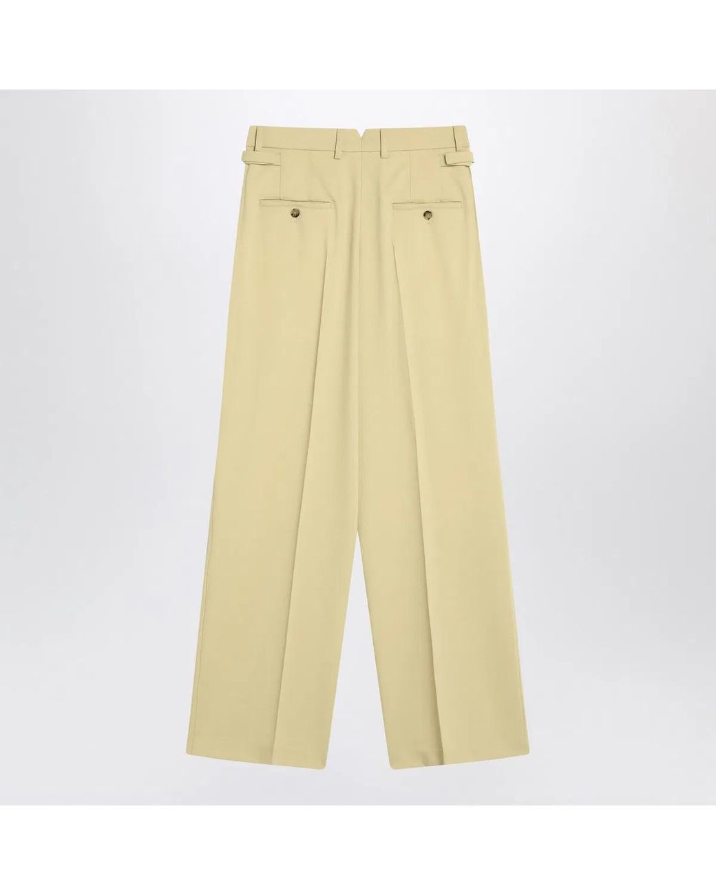 AMI Yellow Wide Lime-Coloured Wool Trousers