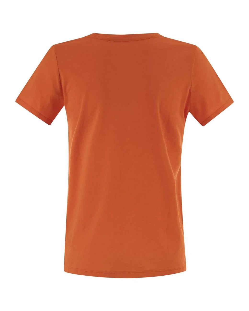Majestic Orange Crew-Neck Short-Sleeved Cotton T-Shirt