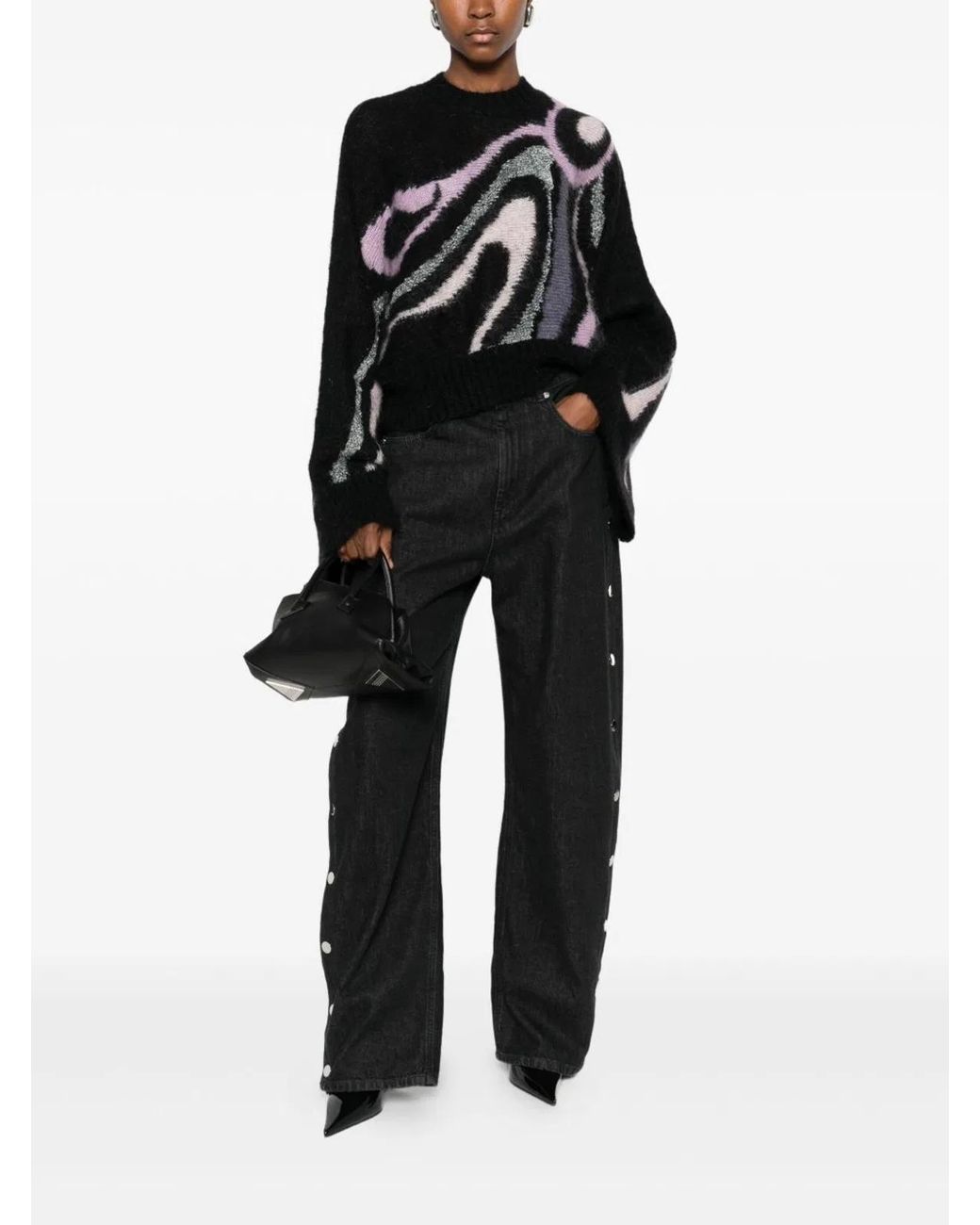 Emilio Pucci Black Wool Printed Sweater