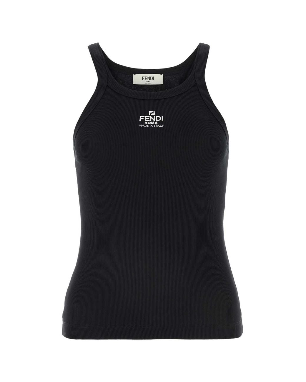 Fendi Black Logo Cotton Tank Top