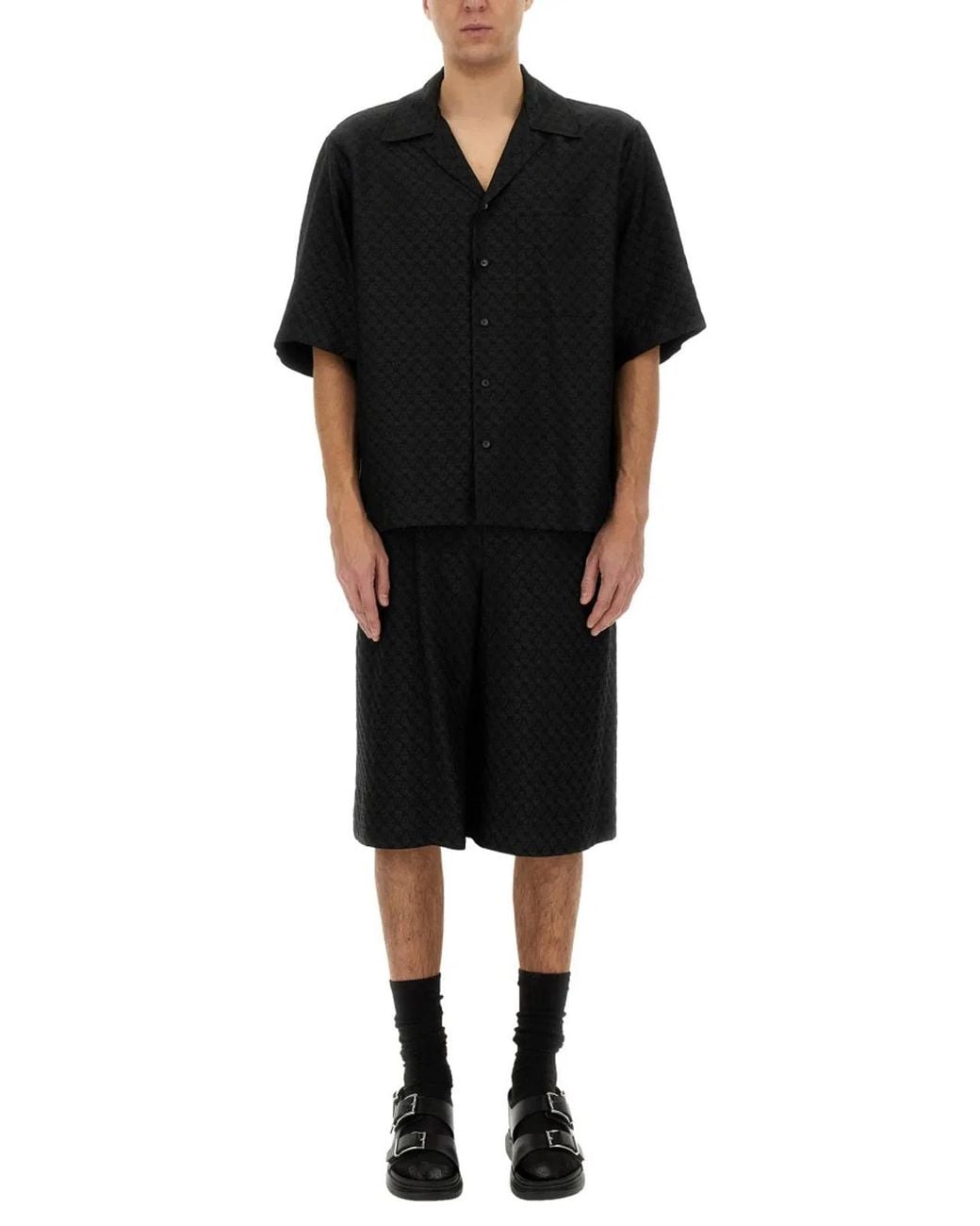 McQueen Black Skull Jacquard Pattern Shorts for men