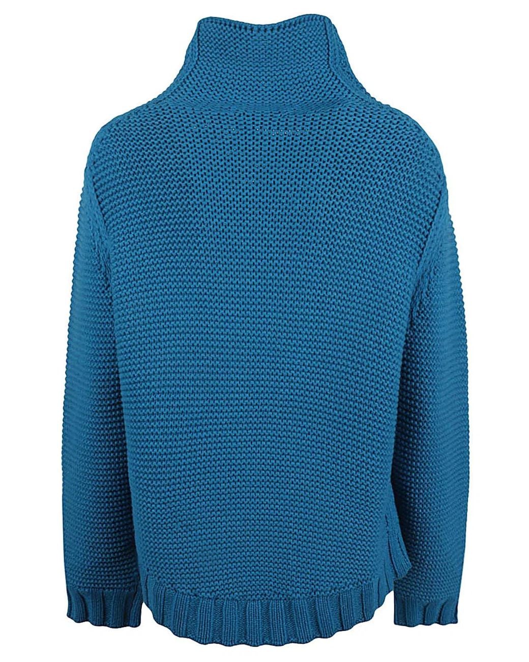 Liviana Conti Blue Wool Blend High Neck Jumper