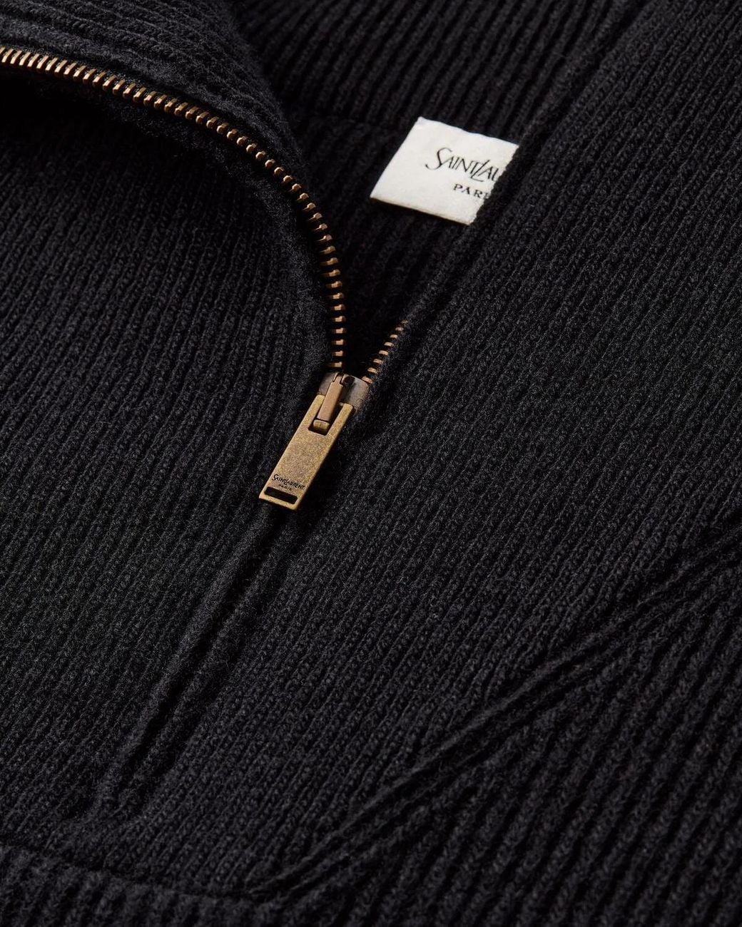 Saint Laurent Black Half-Zip Wool Sweater for men